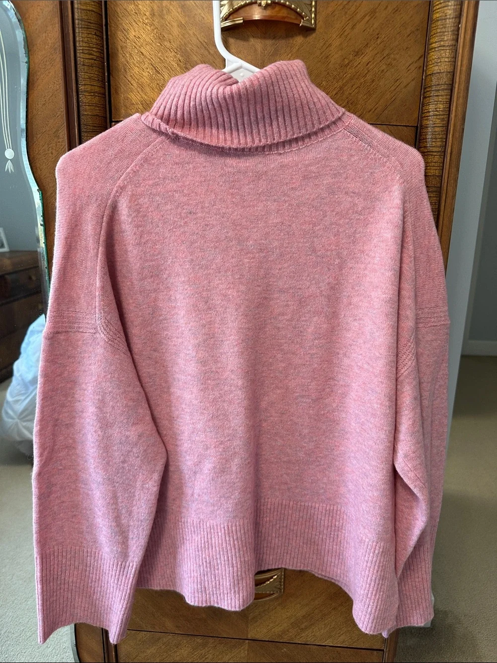 NWT J. Crew Pink Ribbed Funnel Neck Sweater